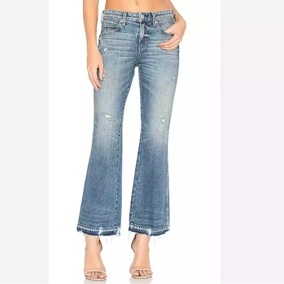 AMO Bex Jean Dreamer Destroy Distressed Boot Cut Revolve Raw Hem Sz 25 NEW - Picture 2 of 15